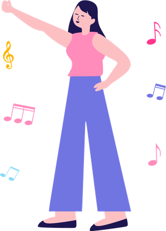 音楽を聴くビジネスウーマン  イラスト