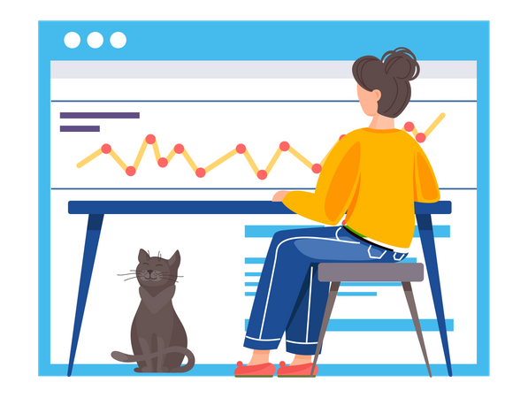 Businesswoman looking at analytics  Illustration