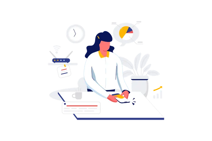 Businesswoman looking at business plan  Illustration