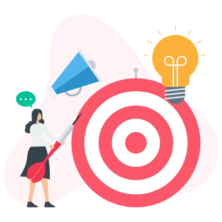 Businesswoman looking at business target  Illustration