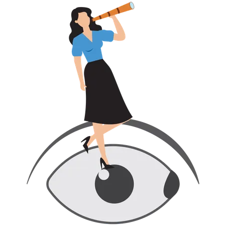 Businesswoman looking at business vision  Illustration