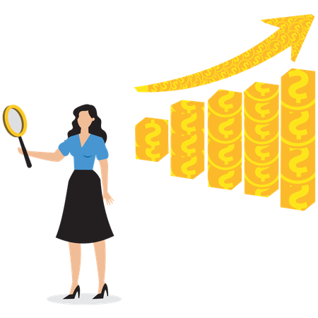 Businesswoman looking at financial graph  Illustration