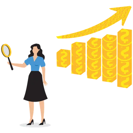 Businesswoman looking at financial graph  Illustration