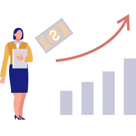 Businesswoman Looking At Growth Graph  Illustration