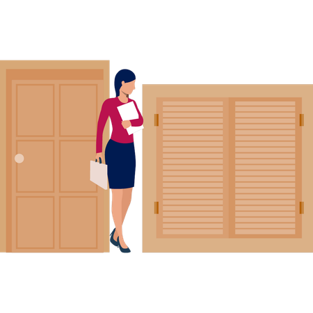 Businesswoman looking at office window  Illustration