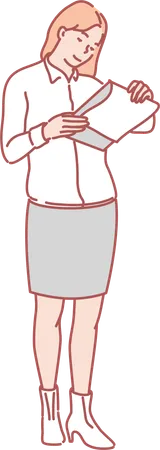 Businesswoman looking at report  Illustration