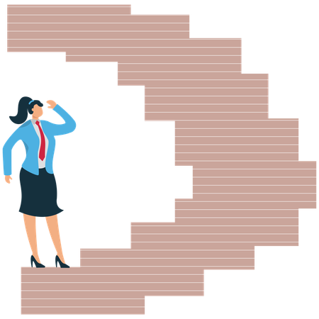 Businesswoman looking at top of stairs  Illustration