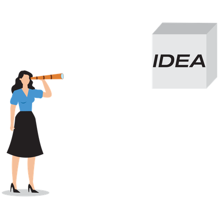 Businesswoman looking for business idea  Illustration