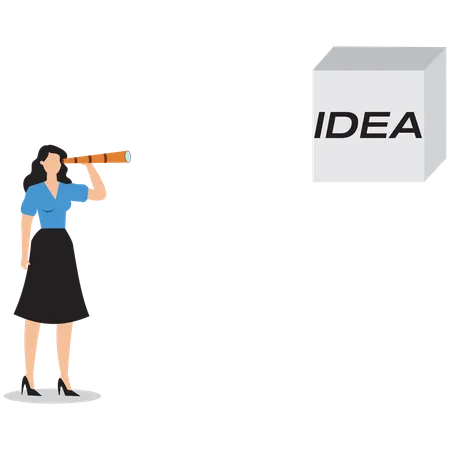 Businesswoman looking for business idea  Illustration