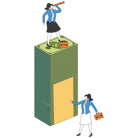 Businesswoman looking for business opportunity  Illustration
