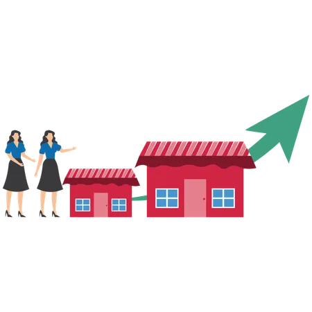 Businesswoman looking for investment opportunities  Illustration