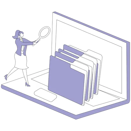Businesswoman looking for online folder  Illustration