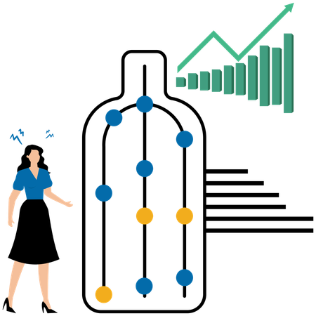 Businesswoman looking for system least capacity  Illustration