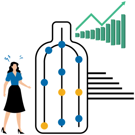 Businesswoman looking for system least capacity  Illustration