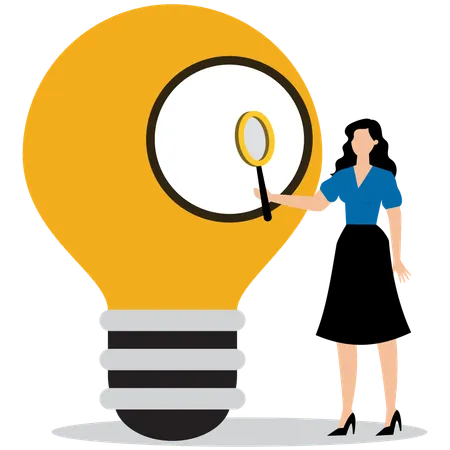 Businesswoman looking into light bulb inside  Illustration