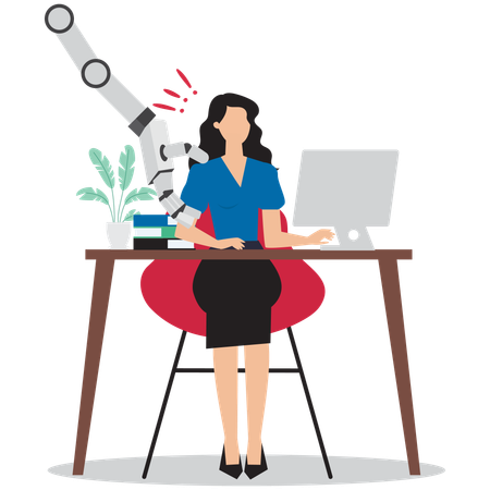 Businesswoman loosing job due to ai  Illustration