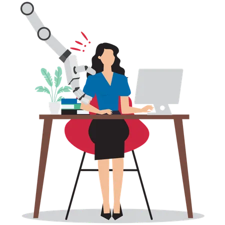 Businesswoman loosing job due to ai  Illustration