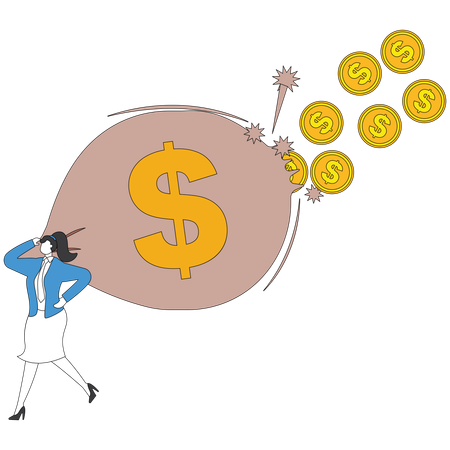 Businesswoman losing money  Illustration