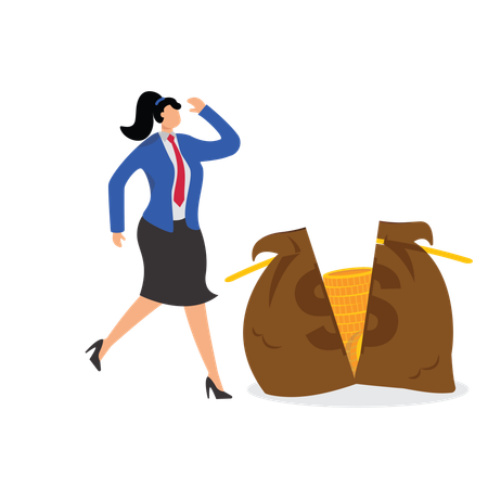 Businesswoman Lost Money  Illustration