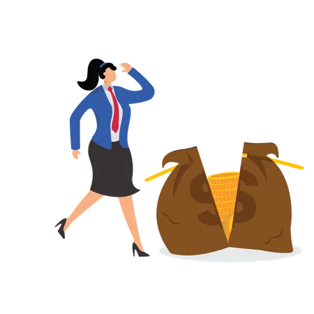 Businesswoman Lost Money  Illustration