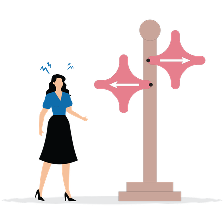 Businesswoman make choice and select decision  Illustration