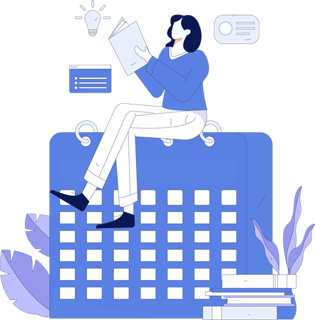 Businesswoman makes deadline schedule  Illustration