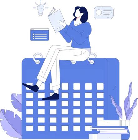 Businesswoman makes deadline schedule  Illustration