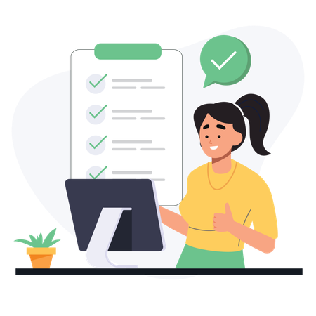 Businesswoman making a business checklist for her employees  Illustration