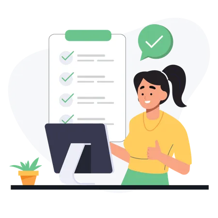 Businesswoman making a business checklist for her employees  Illustration