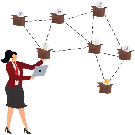 Businesswoman making a business strategy  Illustration