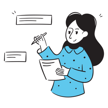 Businesswoman Making A List Of Plans  Illustration