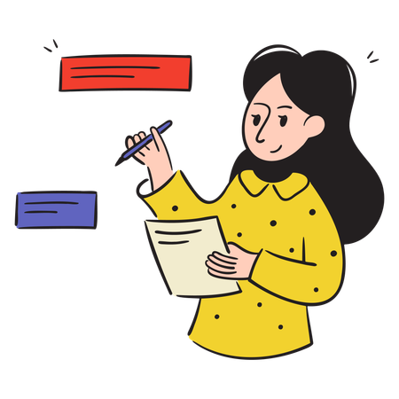 Businesswoman Making A List Of Plans  Illustration