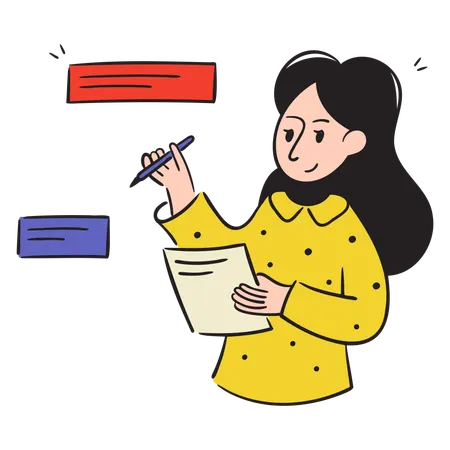 Businesswoman Making A List Of Plans  Illustration