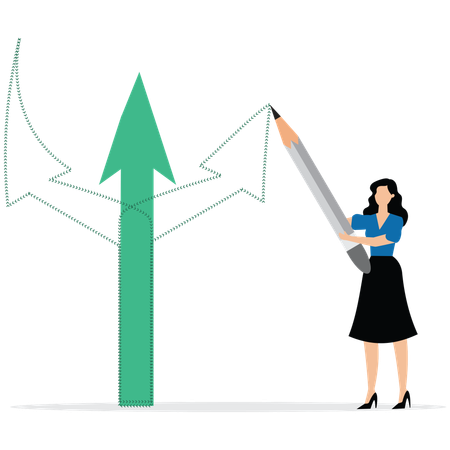 Businesswoman making alternative way to progress  Illustration