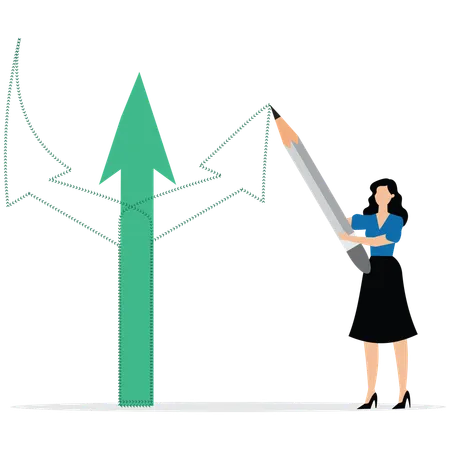 Businesswoman making alternative way to progress  Illustration