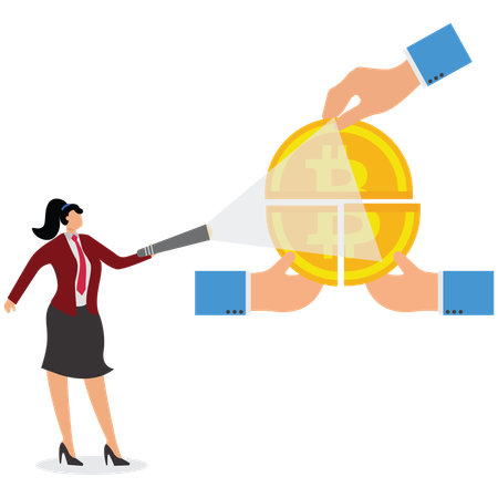Businesswoman Making Bitcoin  Illustration