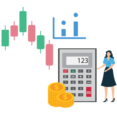 Businesswoman making business calculation  Illustration