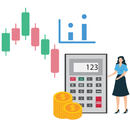 Businesswoman making business calculation  Illustration