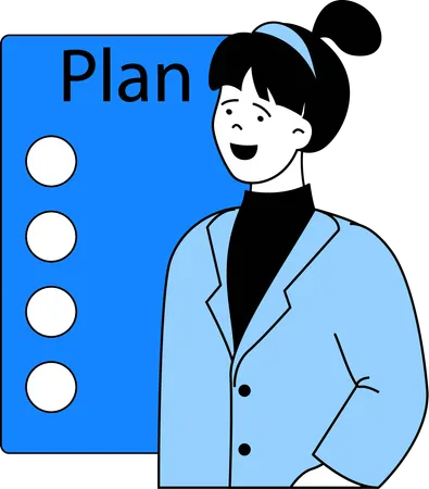 Businesswoman making business planning  Illustration