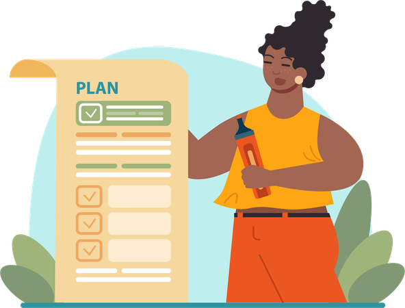 Businesswoman making business plans  Illustration