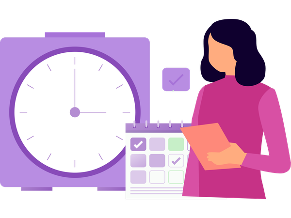 Businesswoman making business schedule  Illustration
