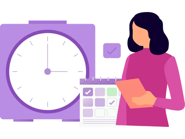 Businesswoman making business schedule  Illustration