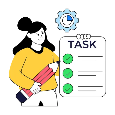 Businesswoman Making Business Task List  Illustration