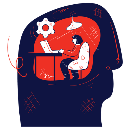Businesswoman making business thoughts  Illustration