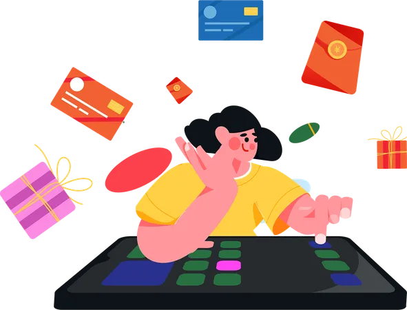 Businesswoman making card payment  Illustration