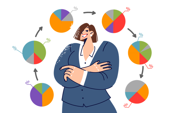 Businesswoman making changes in business chart  Illustration