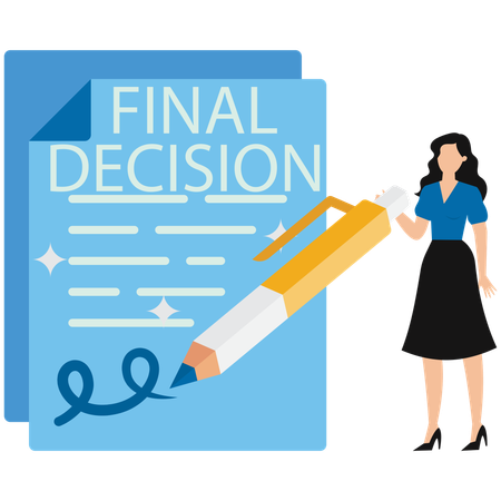 Businesswoman making final business decision  Illustration