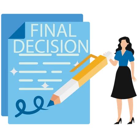 Businesswoman making final business decision  Illustration