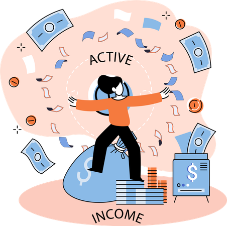 Businesswoman making money  Illustration