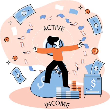 Businesswoman making money  Illustration